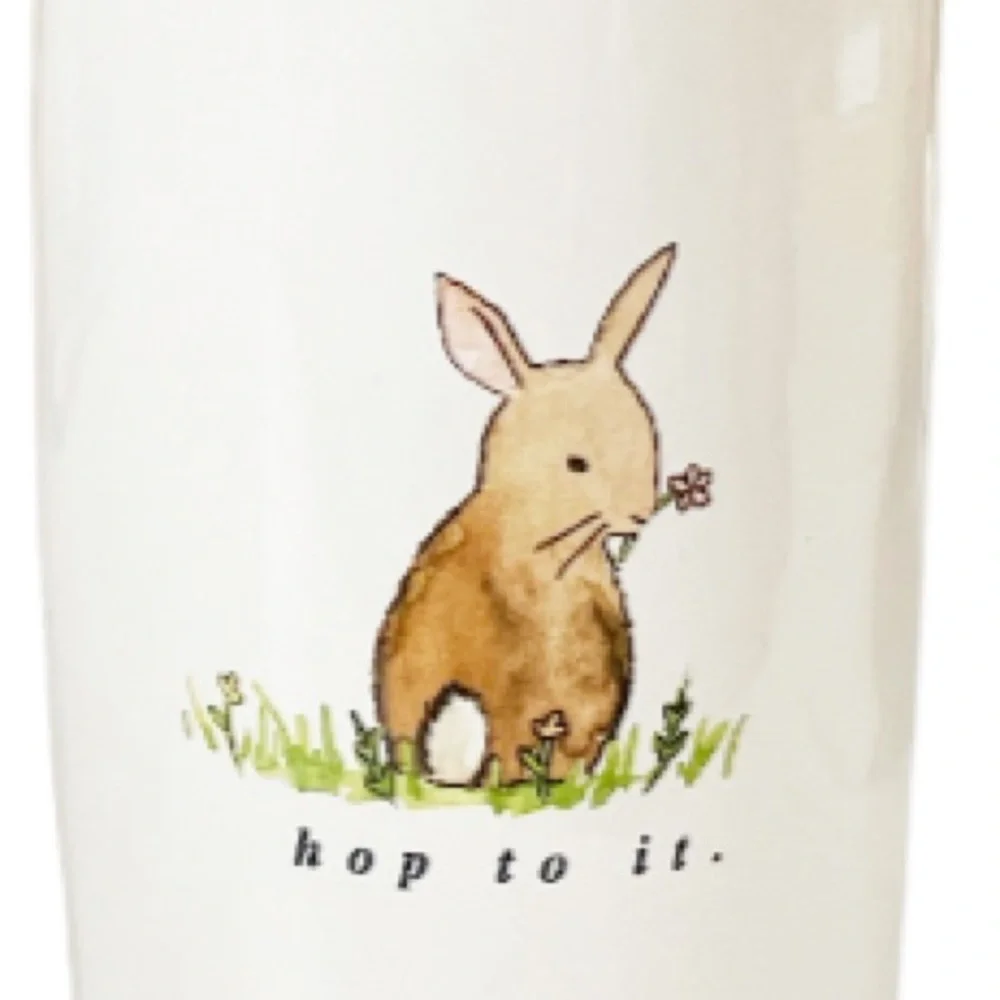 NEW Rae Dunn HOP TO IT 🐇🐇Canister w/Wooden Lid